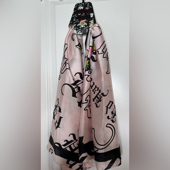 Ed Hardy Pink Skull and Floral Scarf pastel pink scarf - Picture 2 of 2